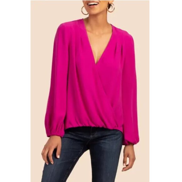 Trina Turk Tops - Trina Turk 'Bask' Surplice Neckline Pullover Crepe Top, Viola